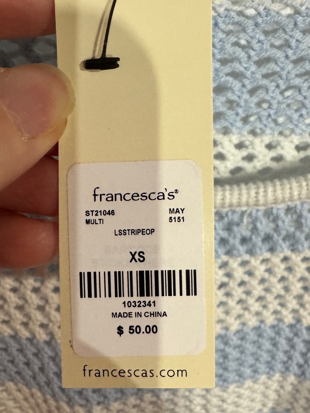 New! Francesca’s Mabel Striped Pullover Sweater blue XS - Picture 5 of 7
